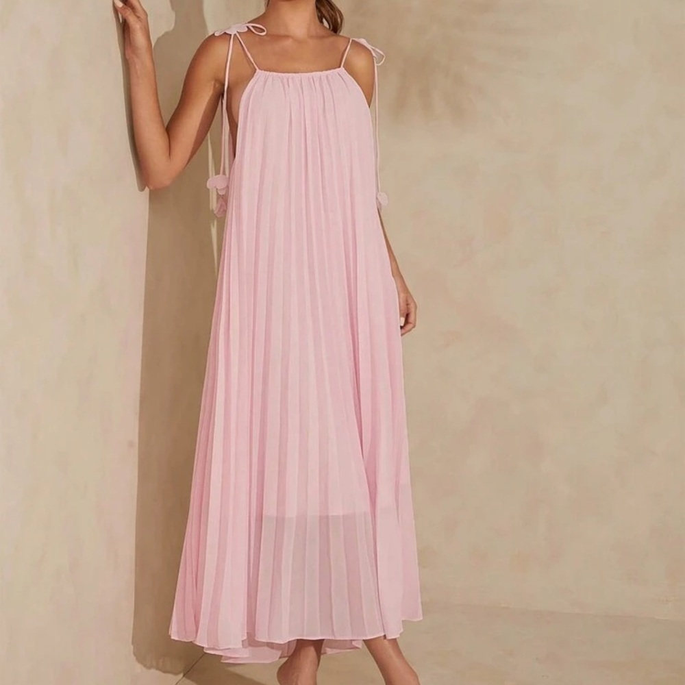 SHEIN pink pleated dress